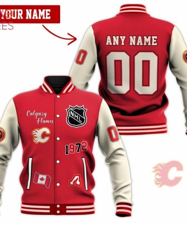 Custom Calgary Flames Varsity Jacket - Personalize With Any Name & Number