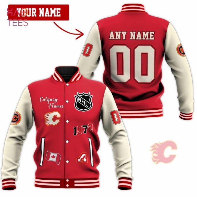 Custom Calgary Flames Varsity Jacket - Personalize With Any Name & Number
