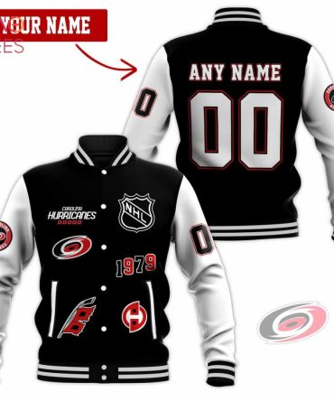 Custom Nhl Varsity Jacket - Personalized Name & Number - Carolina Hurricanes Fan Gear