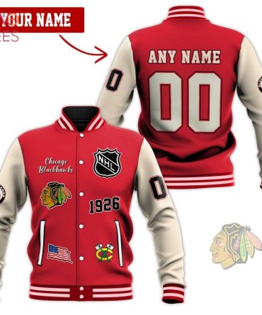 Customizable Chicago Blackhawks Varsity Jacket - Personalized Name & Number, Nhl Fan Gear
