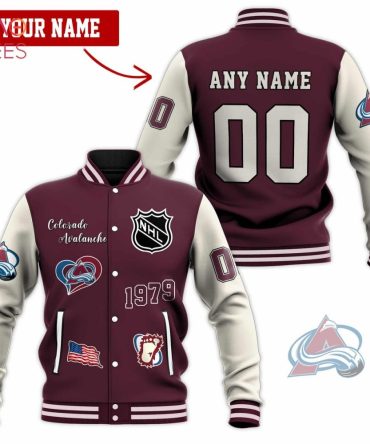 Custom Nhl Varsity Jacket - Personalized Colorado Avalanche Design - Add Any Name & Number!