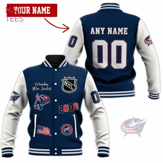 Customizable Columbus Blue Jackets Varsity Jacket - Add Your Name & Number - Perfect Gift For Nhl Fans