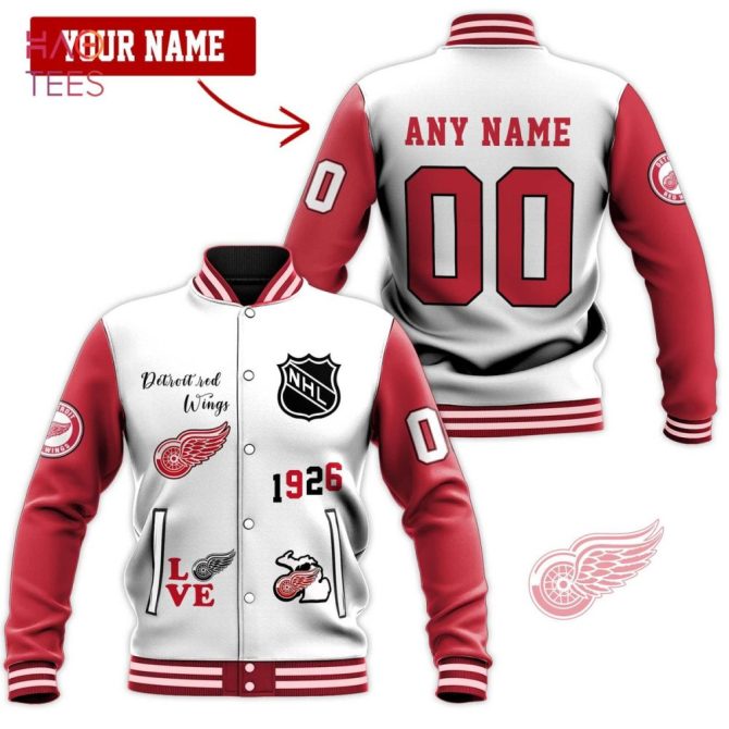 Customizable Detroit Red Wings Varsity Jacket - Personalized Name & Number, Nhl Fan Gear