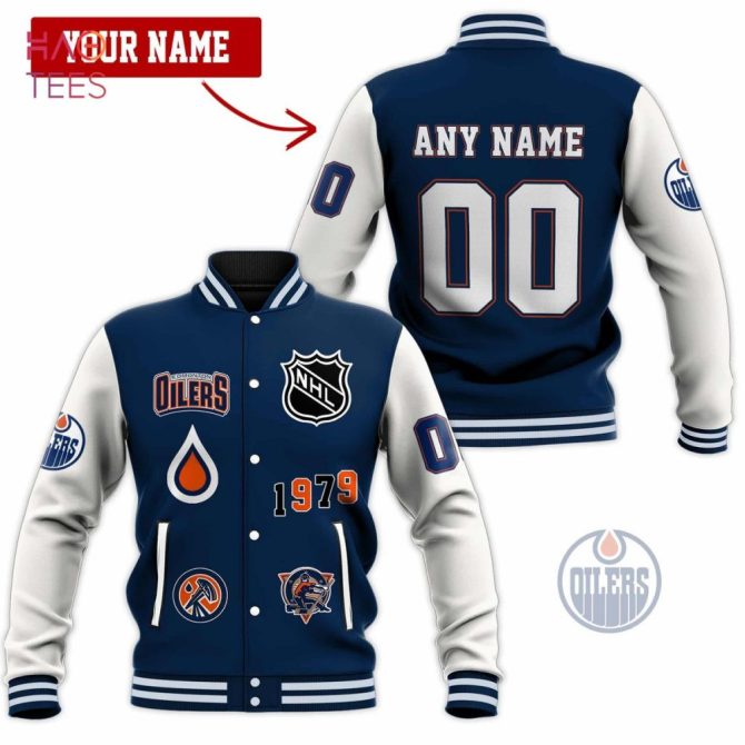 Custom Nhl Varsity Jacket - Personalize Your Name & Number - Oilers Fan Gear