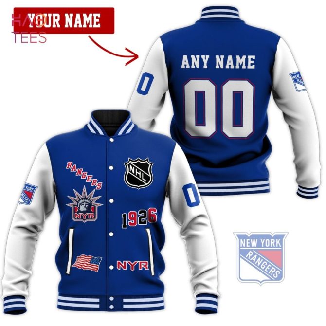 Customizable New York Rangers Nhl Varsity Jacket - Personalize With Your Name & Number!