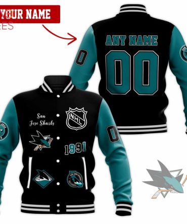 Custom San Jose Sharks Varsity Jacket – Personalized Name & Number, Nhl Fan Gear