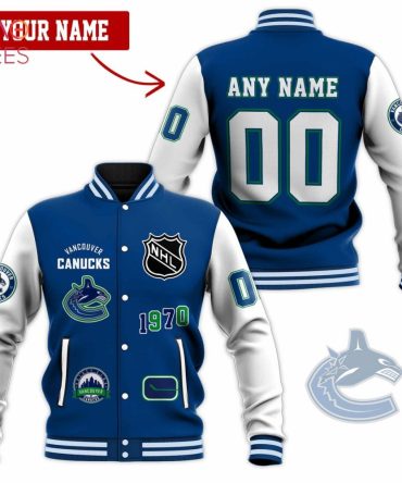 Customizable Vancouver Canucks Varsity Jacket - Add Your Name & Number - Perfect Gift!