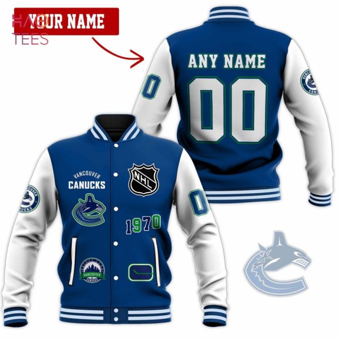 Customizable Vancouver Canucks Varsity Jacket - Add Your Name & Number - Perfect Gift!