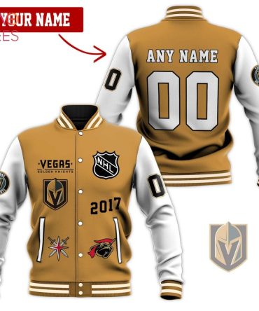 Custom Vegas Golden Knights Varsity Jacket - Personalize Name & Number - Nhl Fan Gift