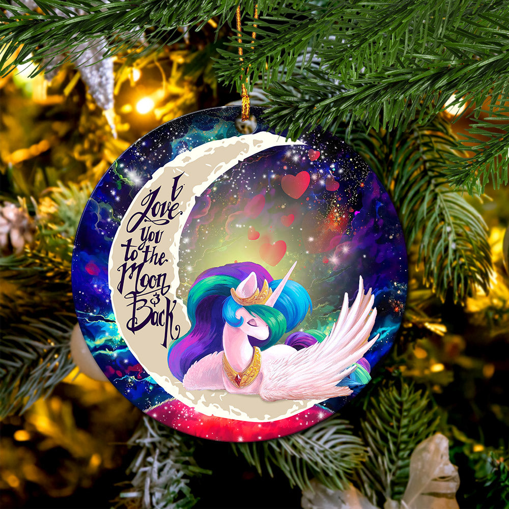 Beauty Unicorn Love You To The Moon Galaxy Ceramic Circle Ornament Perfect Gift For Christmas Holiday - Image 2