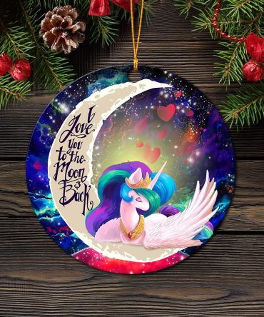 Beauty Unicorn Love You To The Moon Galaxy Ceramic Circle Ornament Perfect Gift For Christmas Holiday