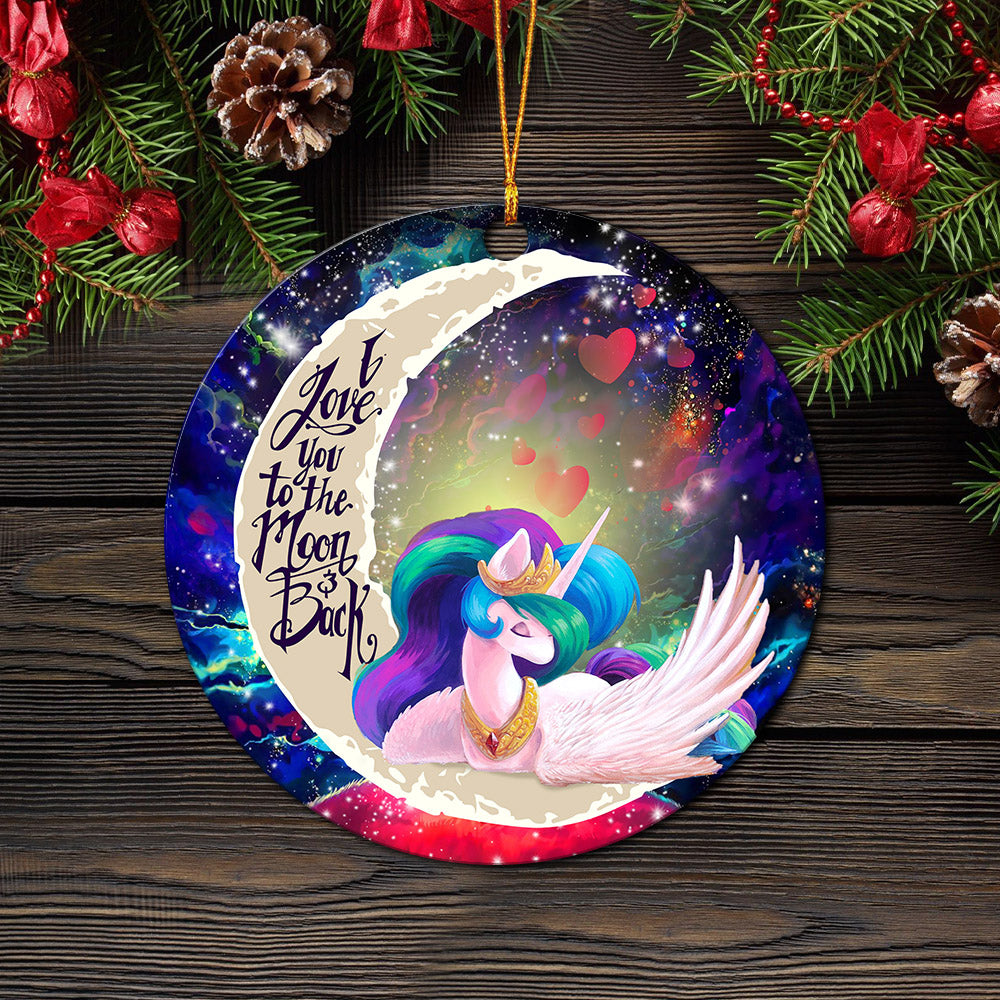 Beauty Unicorn Love You To The Moon Galaxy Ceramic Circle Ornament Perfect Gift For Christmas Holiday