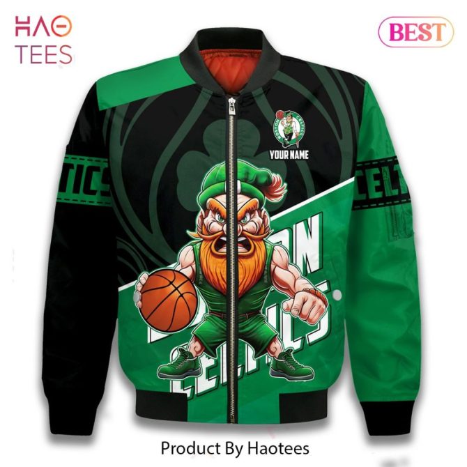 Best Boston Celtics Custom Name Print Bomber Jacket - Image 2