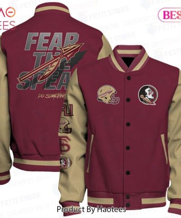 Fear The Spear Varsity Jacket - Stylish Maroon & Beige Design For Fans