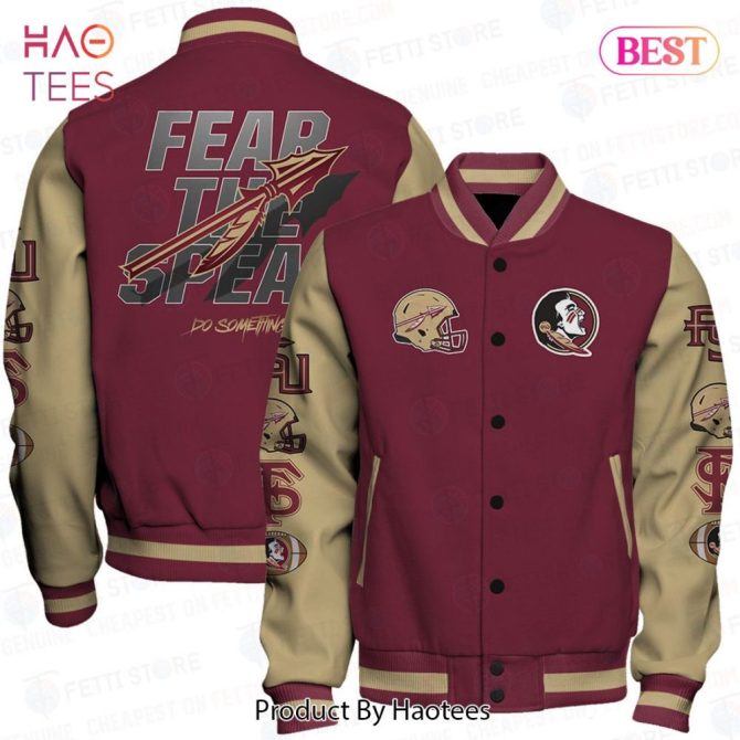 Fear The Spear Varsity Jacket - Stylish Maroon & Beige Design For Fans