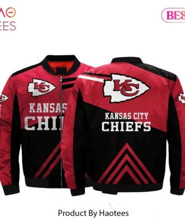 Best Kansas City Chiefs Team Logo Pattern Bomber Jacketblack And Red