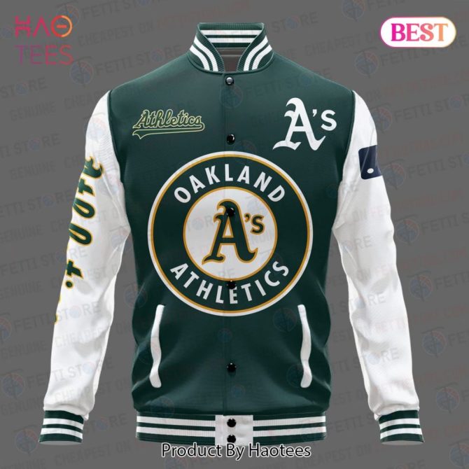 Oakland Athletics Varsity Jacket - Stylish Green & White Baseball Apparel - Image 2
