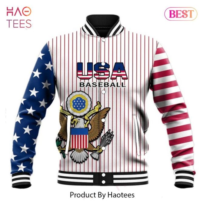 Best Usa Pattern Personalized Name White Logo Ver 3D Bomber Jacket Gift For Fan