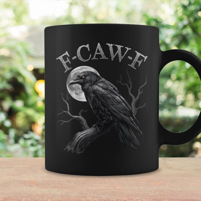 Black Crow F-Caw-F Black Bird Moon Gothic Adult Humor Coffee Mug