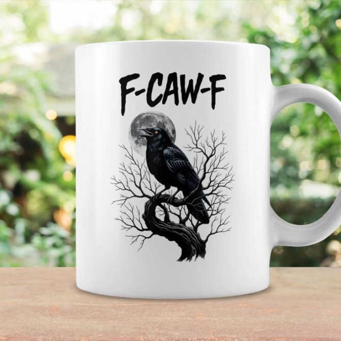 Black Crow F-Caw-F Black Raven Bird Gothic Humor Meme Coffee Mug