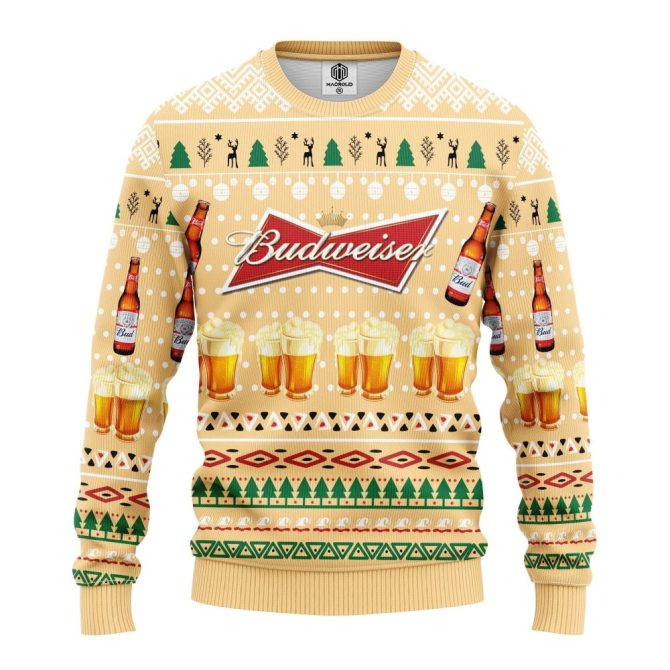 Budweiser Beer Ugly Christmas Sweater Amazing Gift Idea Thanksgiving Gift - Image 3