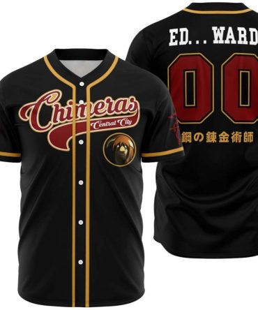 Anime-Inspired Baseball Jersey - Chimera Design - Black & Gold - Perfect For Fans!