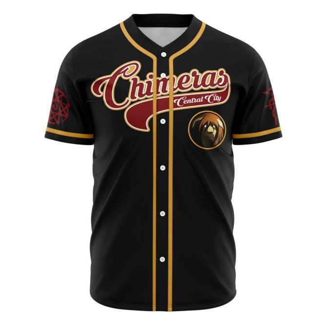 Anime-Inspired Baseball Jersey - Chimera Design - Black & Gold - Perfect For Fans! - Image 2