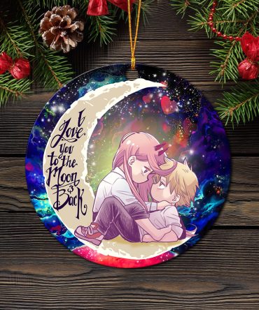 Chainsaw Man Denji X Power Love You To The Moon Galaxy Ceramic Circle Ornament Perfect Gift For Christmas Holiday
