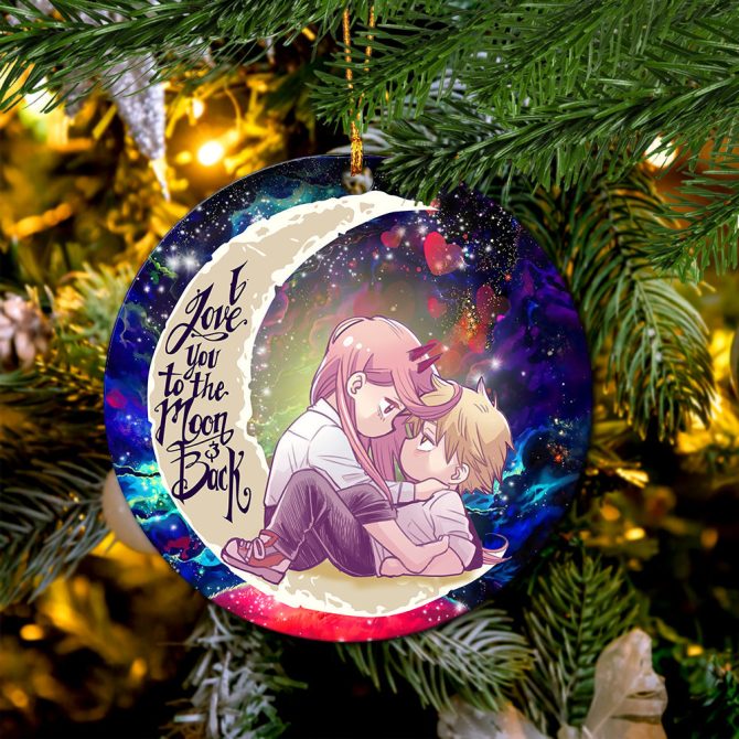 Chainsaw Man Denji X Power Love You To The Moon Galaxy Ceramic Circle Ornament Perfect Gift For Christmas Holiday - Image 2
