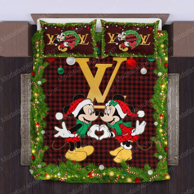 Christmas Mickey And Minnie Lv Bedding Sets