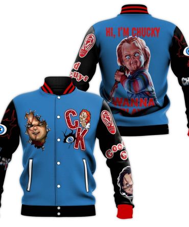 Chucky Horror Varsity Jacket - Blue & Black, Iconic Movie Design, Unisex Sizes