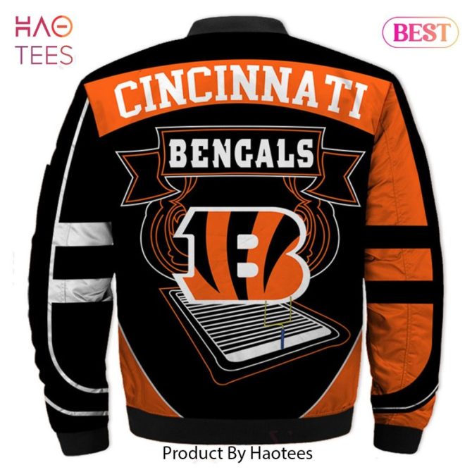 Men'S Cincinnati Bengals Nfl Bomber Jacket - Stylish Black & Orange Game Day Gear - Image 2