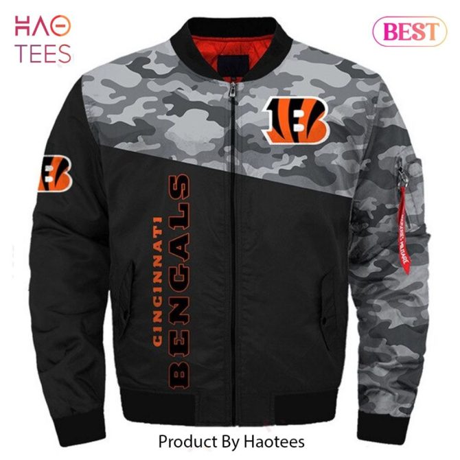Men'S Cincinnati Bengals Nfl Bomber Jacket - Stylish Black & Orange Game Day Gear - Image 3