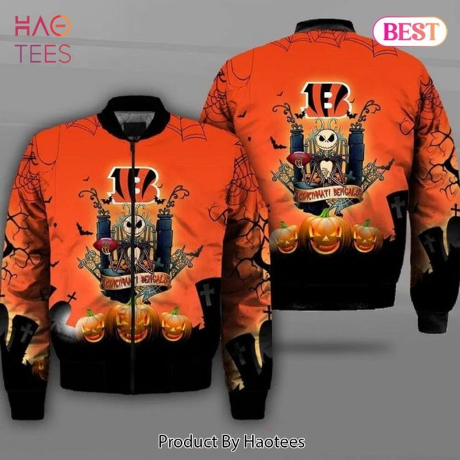 Men'S Cincinnati Bengals Nfl Bomber Jacket - Stylish Black & Orange Game Day Gear - Image 4