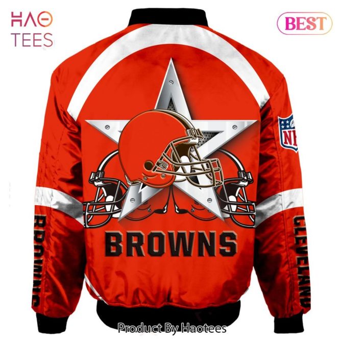 Cleveland Browns Bomber Jacket - Official Nfl Team Apparel By Haotees - Image 2