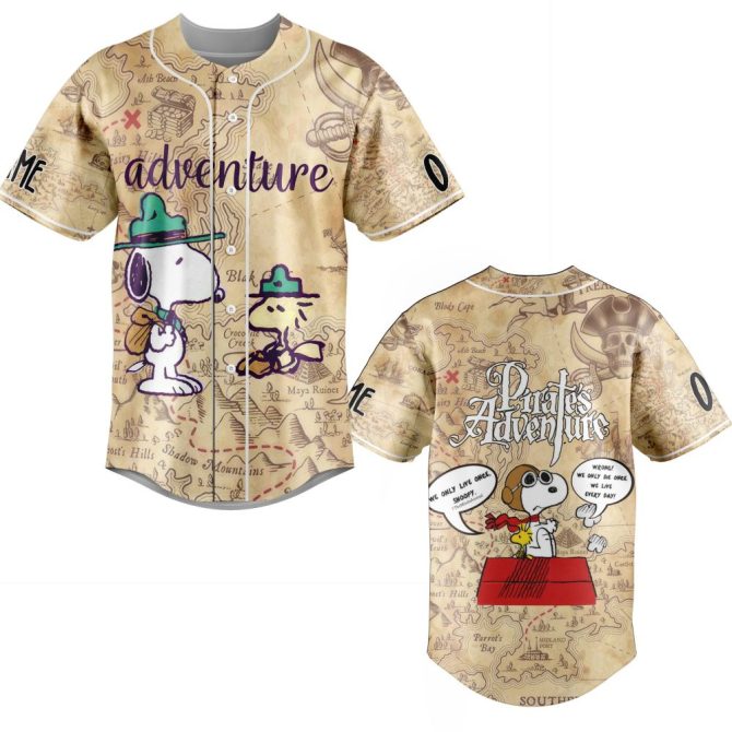 Explore In Style: Snoopy Pirate Adventure Baseball Jersey – Fun, Unique, Perfect For Fans!