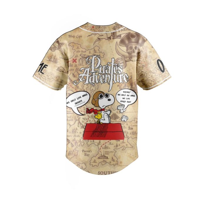 Explore In Style: Snoopy Pirate Adventure Baseball Jersey – Fun, Unique, Perfect For Fans! - Image 2