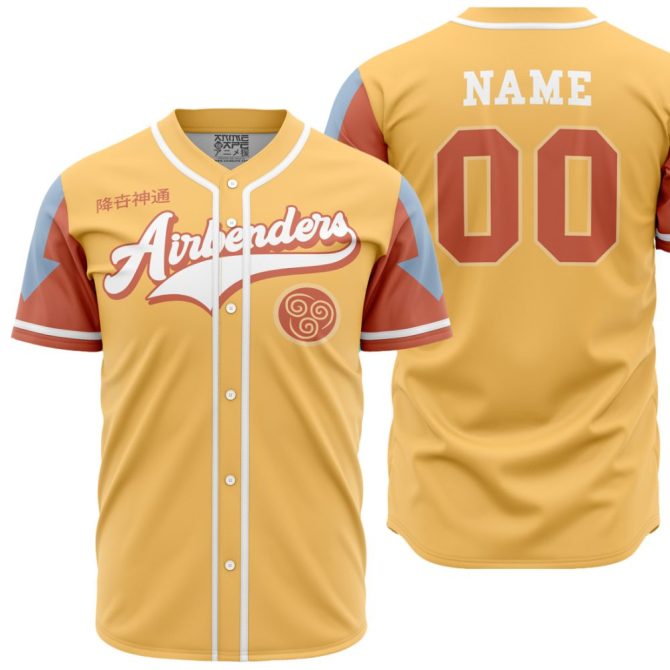 Custom Airbenders Baseball Jersey - Personalized Unisex Sports Shirt , Anime-Inspired Design