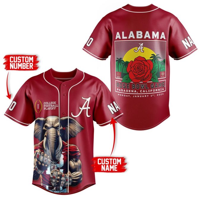 Custom Alabama Rose Bowl Jersey - Personalized Name & Number - Limited Edition 2024