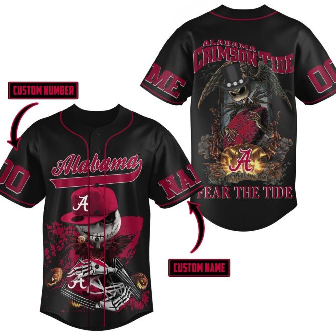 Custom Alabama Crimson Tide Jersey - Personalized Name & Number - Fear The Tide Design