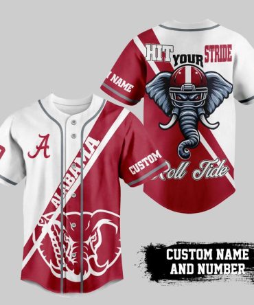 Custom Alabama Baseball Jersey – Personalize Name & Number – Roll Tide Spirit Gear