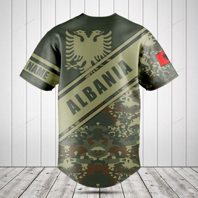 Custom Albania Camouflage Baseball Jersey - Personalized Sportswear With Flag Design - Image 2