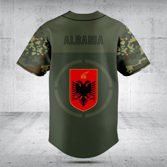 Custom Albanian Eagle Camo Baseball Jersey - Personalized Sportswear Top - Image 2