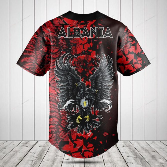 Men'S Eagle Graphic Baseball Jersey - Bold Red & Black Design, Perfect For Sports & Streetwear - Image 2