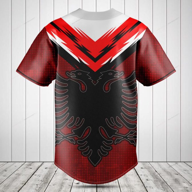 Bold Red & Black Eagle Baseball Jersey - Stylish Sport Shirt For Fans - Image 2
