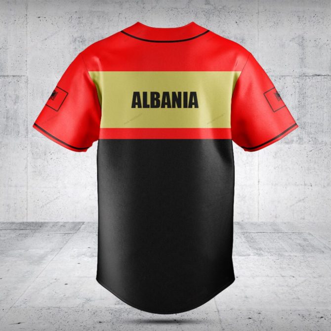 Customizable Albanian Flag Baseball Jersey – Personalized Name & Number - Image 2