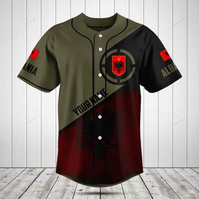 Custom Albania Flag Baseball Jersey – Personalized Unisex Sportswear Gift