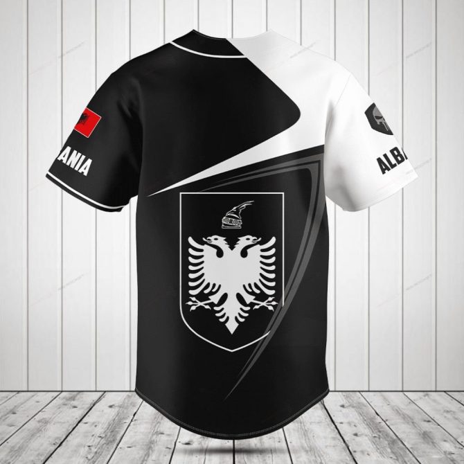 Customizable Albania Eagle Baseball Jersey - Personalized Name & Flag Design - Image 2