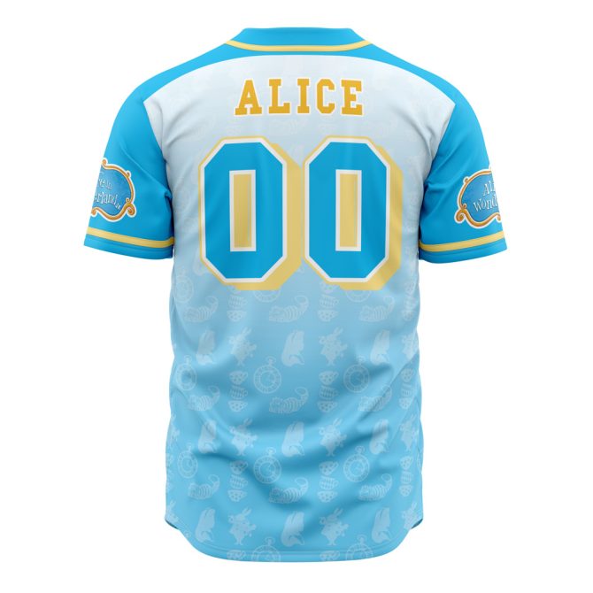 Wonderland Themed Baseball Jersey – Vibrant Blue & Yellow Design For Fans - Image 3