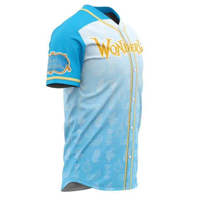 Wonderland Themed Baseball Jersey – Vibrant Blue & Yellow Design For Fans - Image 2